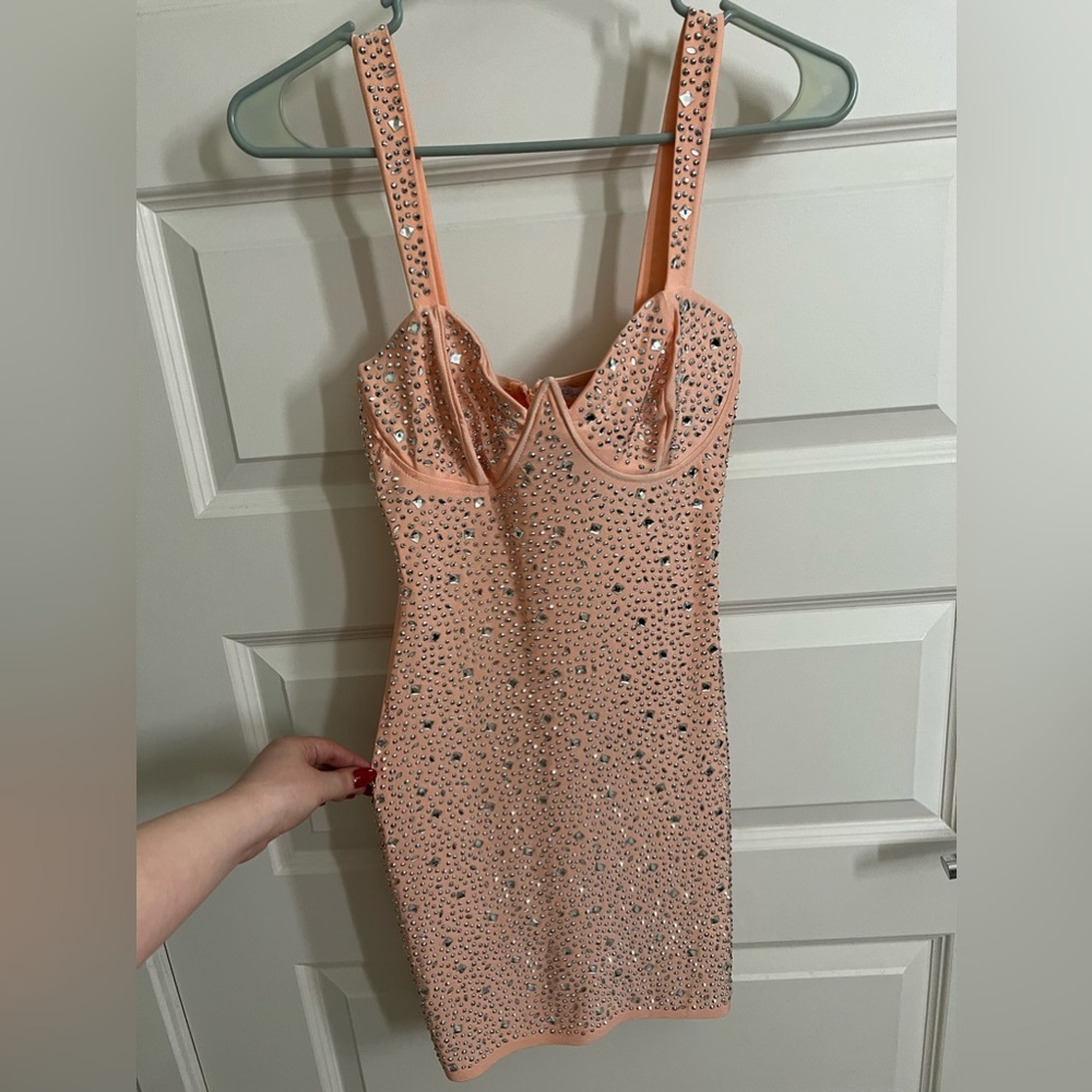 Bejeweled pink dress